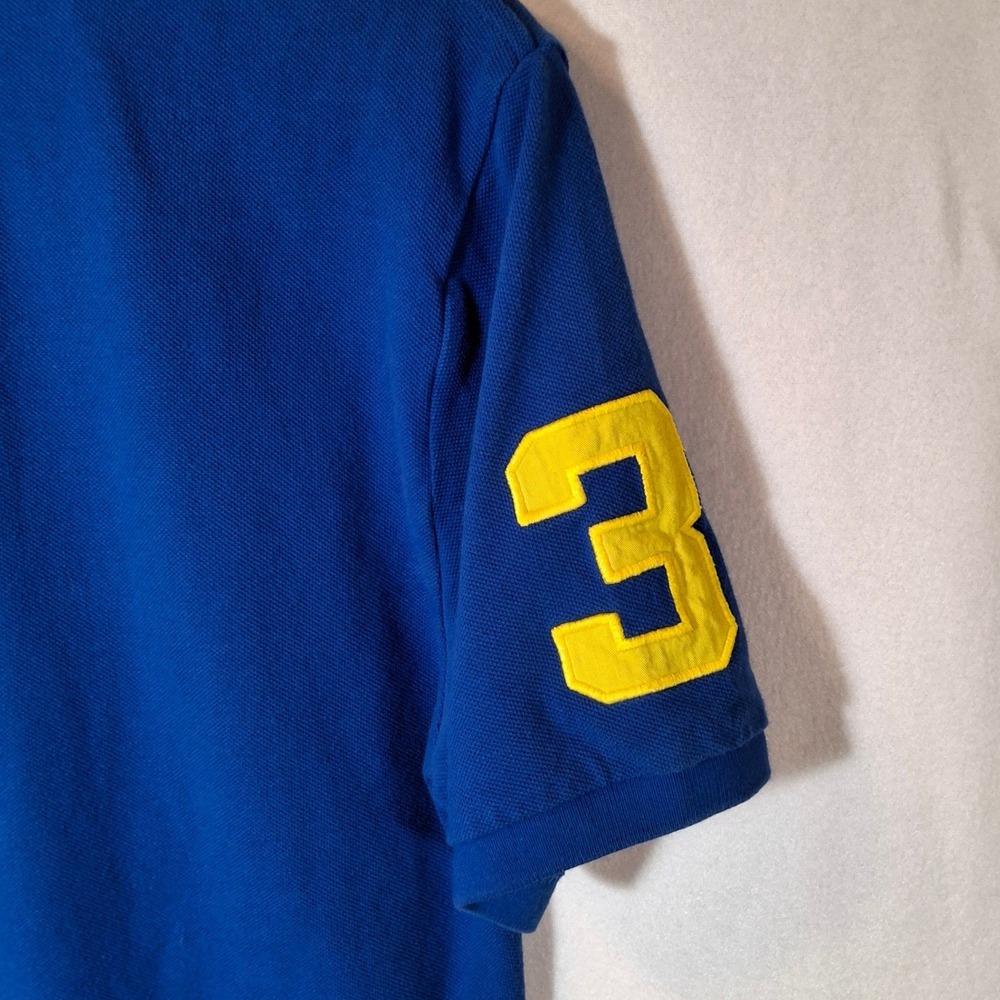 Polo Ralph Lauren Mens Big Pony Polo Shirt Blue Yellow XL 18-20 Short Sleeve - Picture 5 of 6